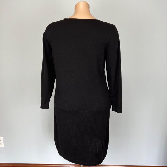 Nina Leonard Womens Plus 2 Piece Poncho Sweater Dress Black Red size 1X - Picture 12 of 16